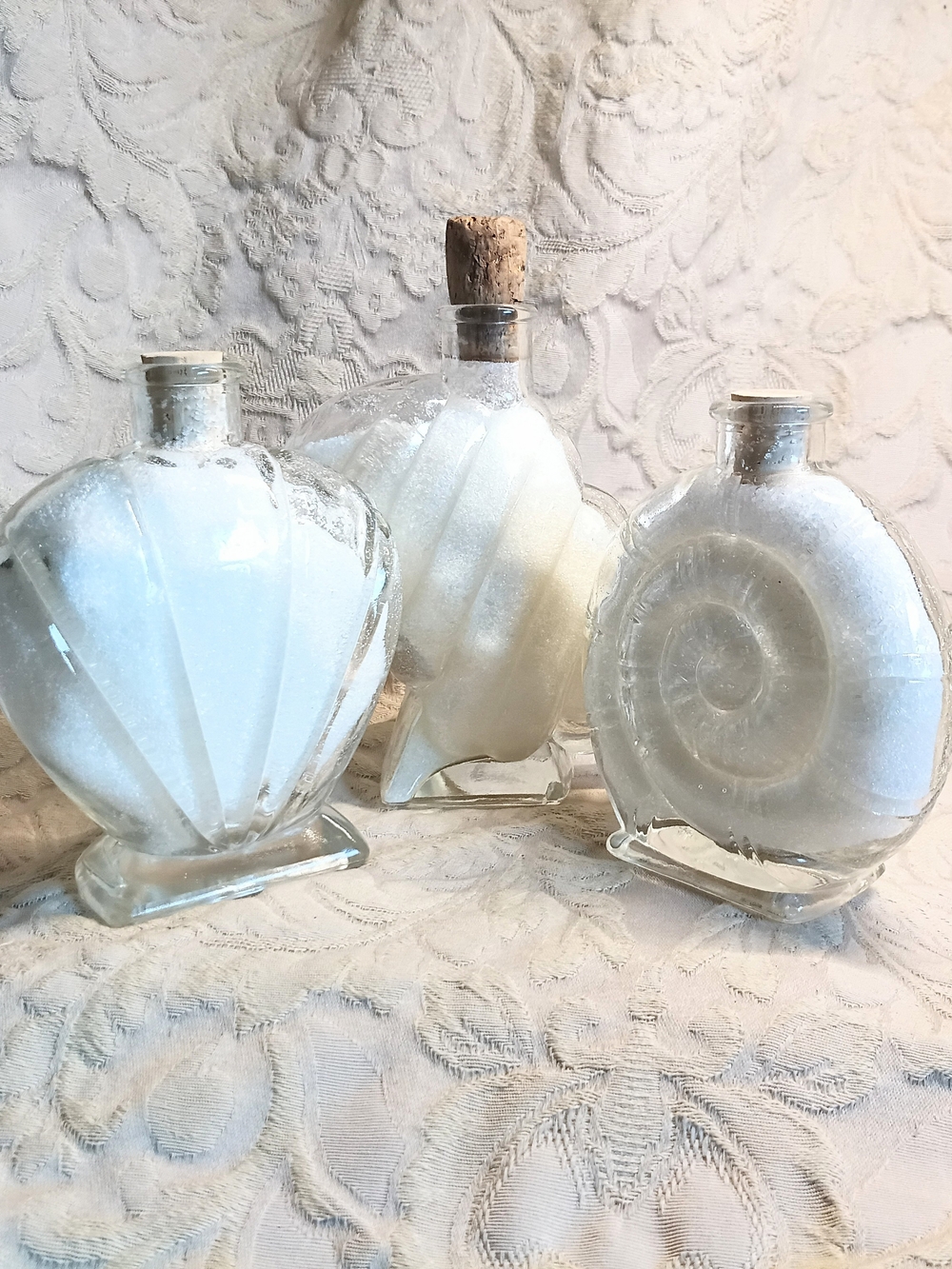 Decorative Glass Shell Bath Salt Bottle - White